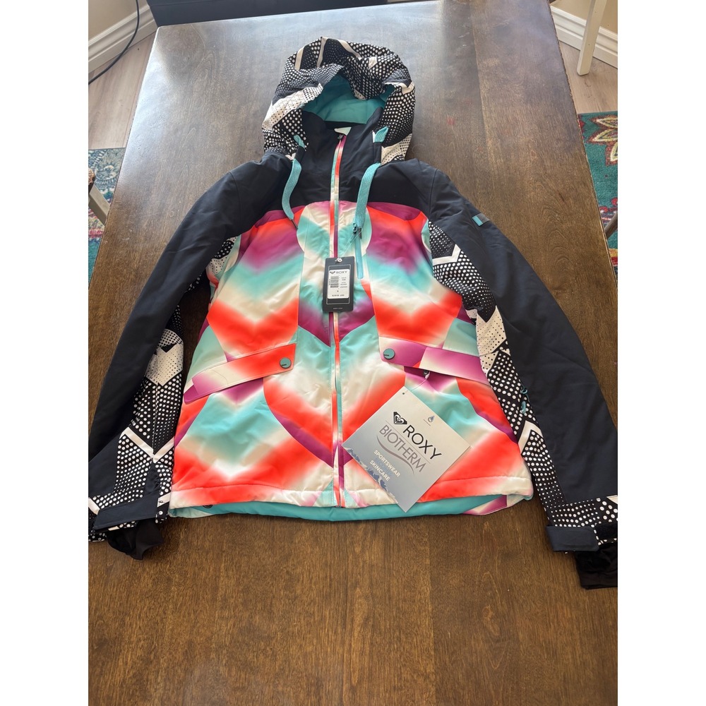 Roxy Wildlife JK Women Small Ski Snowboard Jacket Multi Color Heart ERJTJ03067